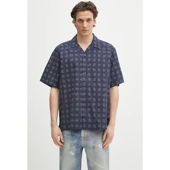 Pánská košile Bavlněná košile Carhartt WIP S/S Furoshiki Shirt, M, námořnická modř, 59X