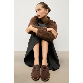 Dámské polobotky Semišové polobotky Answear.LAB dámské, hnědá barva, na plochém podpatku 4006-01 89X, EUR 38