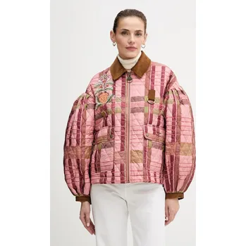 Pánská větrovka Bunda Barbour x Farm Rio růžová barva, přechodná, oversize, LQU1871 34X, vel. L