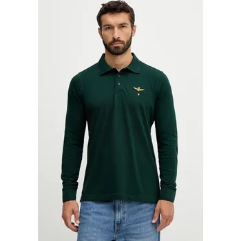 Pánské tričko Bavlněné tričko s dlouhým rukávem Aeronautica Militare PO1653UP00082 zelená 77A, vel. S