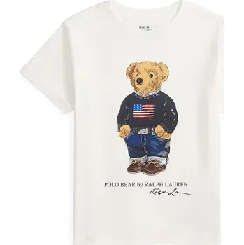 Chlapecké tričko Dětské bavlněné tričko Polo Ralph Lauren bílá barva, s potiskem, 322P00508001 00X, vel. 94-100