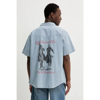 Pánská košile Bavlněná košile Levi's pánská, modrá barva, relaxed, s klasickým límcem A5722 55X, vel. L