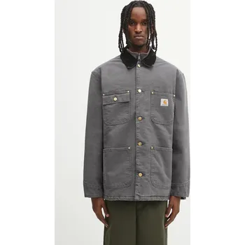 Bavlněná bunda Carhartt WIP OG Chore Coat šedá barva, přechodná, I035613.3CL4O, XXL, 90X