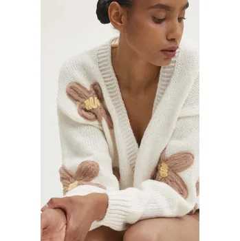 Dámský svetr Kardigan s příměsí vlny Answear.LAB lu2380.fos béžová 01X, vel. S/M