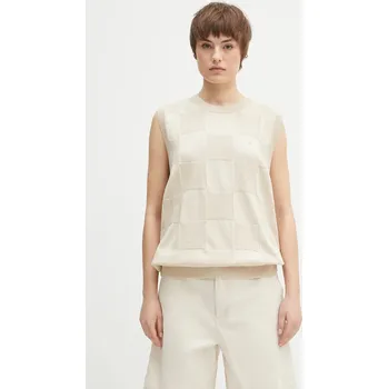 Dámská vesta Bavlněná vesta Carhartt WIP Checker Vest Sweater dámská, béžová barva, I034544, M, 08X