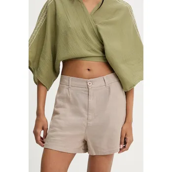 Dámské kraťasy Kraťasy Answear.LAB dámské, béžová barva, high waist BS3048.tos 80X, vel. XL