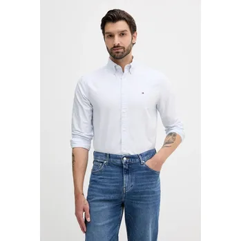 Pánská košile Bavlněná košile Tommy Hilfiger pánská, modrá barva, regular, s límečkem button-down, MW0MW36238 50A, vel. XL