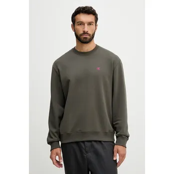 Pánská mikina Bavlněná mikina Calvin Klein Jeans pánská, zelená barva, hladká, LV04RC296G 77X, vel. XS