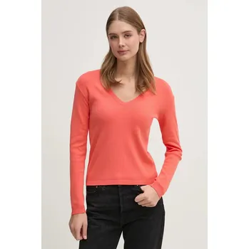 Dámský svetr Bavlněný svetr United Colors of Benetton růžová barva, lehký, 1091D4625 22X, vel. XS