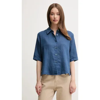 Lněná košile United Colors of Benetton 5BML5QB75 námořnická modř 59X, vel. L