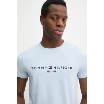 Bavlněné tričko Tommy Hilfiger modrá barva, s aplikací MW0MW11797 50X, vel. S