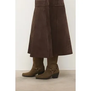 Jezdecká obuv Semišové kovbojské boty Answear.LAB hnědá barva, na podpatku AN-58567-2100A-L 84X, EUR 38