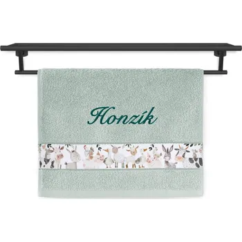 Dětský ručník se jménem NA PŘÁNÍ 30x50 Veselá farma zelenošedá