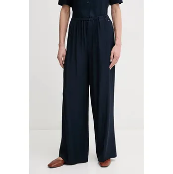 Dámské kalhoty Kalhoty Tommy Hilfiger dámské, tmavomodrá barva, široké, high waist, WW0WW44542 59A, vel. 40