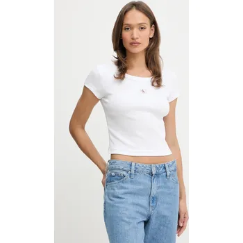Dámské tričko Tričko Calvin Klein Jeans dámské, bílá barva, LV047C200G 00X, vel. S