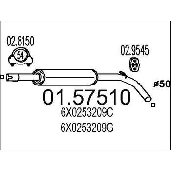 Tlumič výfuku Střední tlumič výfuku MTS 01.57510