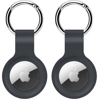 Pouzdro na mobilní telefon Ochranný silikonový obal pro AirTag - 2 ks - tmavě šedý