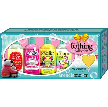 Sprchový gel Treaclemoon Beautiful Bathing Treaclemoon Rouge Love sprchový a koupelový gel 100 ml + Treaclemoon Frosted Candy Angel sprchový a koupelový gel 100 ml + Treaclemoon Brazilian Love sprchový a koupelový gel 100 ml + Treaclemoon My Coconut Island sprchový a 