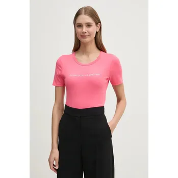 Pánské oblečení Bavlněné tričko United Colors of Benetton 3GA2E16A2 růžová 42X, vel. S