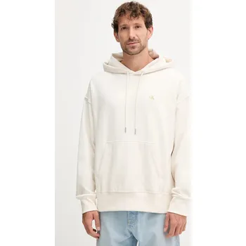 Pánská mikina Mikina Calvin Klein Jeans pánská, béžová barva, s kapucí, hladká, LV04RC278G 01X, vel. L