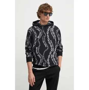 Pánská mikina Bavlněná mikina Versace Jeans Couture pánská, černá barva, s kapucí, vzorovaná, 77GAI3H0 FS160 77GAI3H0.FS160 99X, vel. M