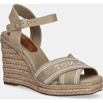 Dámské sandále Sandály Tommy Hilfiger TOMMY HILFIGER ESPAD HIGH WEDGE béžová barva, FW0FW08668 80X, EUR 41