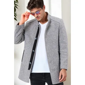 Pánská casual bunda PLT9327 DEWBERRY MEN'S COAT-DIAGONAL GRAY dewberry šedá 3462550
