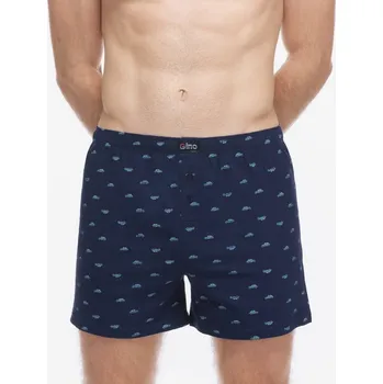 Trenýrky GINA pánské trenky volné, šité, s potiskem 75216P - lékořice tm. tyrkysová - 58/60