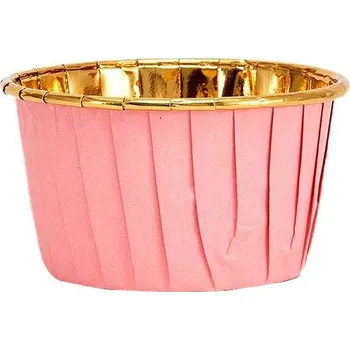Potravinová fólie Košíčky na muffiny růžové s pevným okrajem 50x39mm 50ks - Cakesicq
