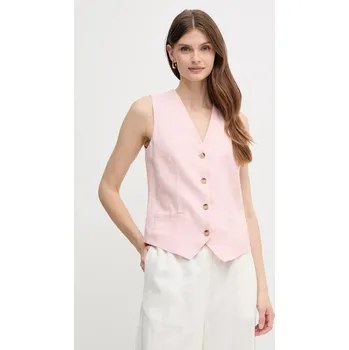 Lněná vesta United Colors of Benetton 2AGHDJ00G růžová 03X, vel. 34