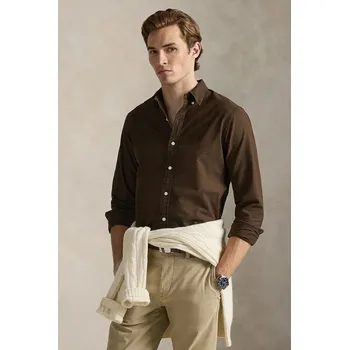 Pánská košile Bavlněná košile Polo Ralph Lauren 710804257 hnědá 89X, vel. M