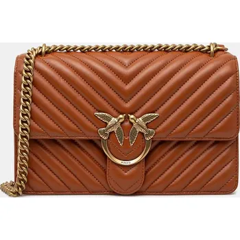 Kabelka Kožená kabelka Pinko hnědá barva, 100941 A0GK 100941.A0GK 82B, vel. ONE SIZE