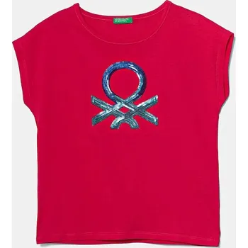 Dětské bavlněné tričko United Colors of Benetton růžová barva, 3I1XC10P1 3I1XC10P1.G.Seasonal 42X, vel. 150