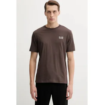 Bavlněné tričko EA7 Emporio Armani AF10375.7M000567 hnědá 88X, vel. S