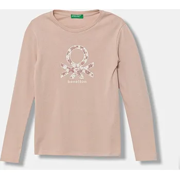 Dětské bavlněné tričko s dlouhým rukávem United Colors of Benetton 3I9WC10Q2.G.seasonal růžová 03X, vel. 120