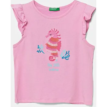 Chlapecké tričko Dětské bavlněné tričko United Colors of Benetton růžová barva, 3I1XG10JK 3I1XG10JK.P.Seasonal 30X, vel. 90