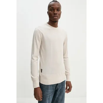 Pánský svetr Vlněný svetr G-Star pánský, béžová barva, lehký, D25174-D847 D25174.D847 12A, vel. L