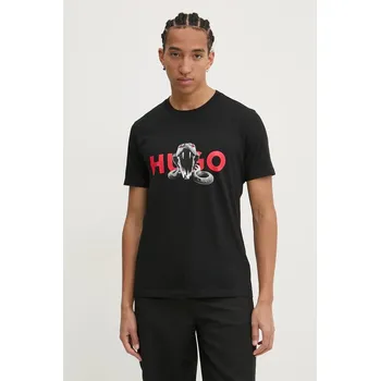 Bavlněné tričko HUGO Deyladec 50530607 černá 99X, vel. M