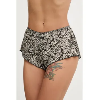 Dámské pyžamo Pyžamové šortky Calvin Klein Underwear dámské, béžová barva, saténové, LV00QF8395 01A, vel. M