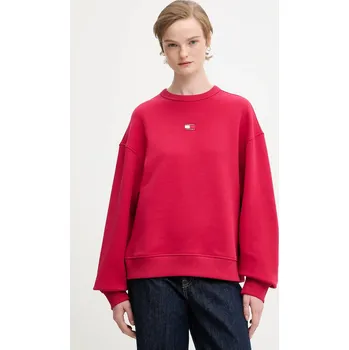 Dámská mikina Bavlněná mikina Tommy Jeans dámská, černá barva, s aplikací, DW0DW17325 42E, vel. XS