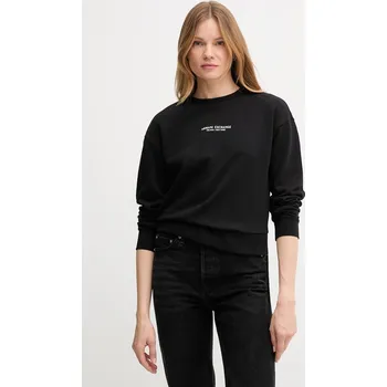 Dámská mikina Bavlněná mikina Armani Exchange dámská, černá barva, s potiskem, XW001451 AF10830 XW001451.AF10830.NOS 99X, vel. XS