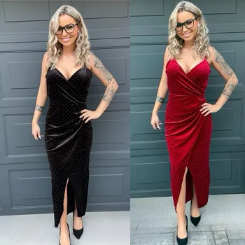 Dámské šaty Semišové šaty s třpytkami VELVET Barva: Černá