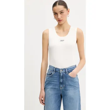 Bavlněný top Tommy Jeans DW0DW21369 béžová 01A, vel. S