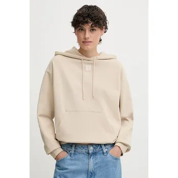 Dámská mikina Bavlněná mikina HUGO Delfinia dámská, bílá barva, s kapucí, s aplikací, 50522423 80X, vel. S