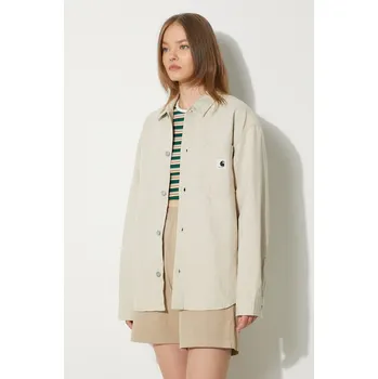 Košile s příměsí lnu Carhartt WIP Ethel Shirt Jac, S, béžová, 01X