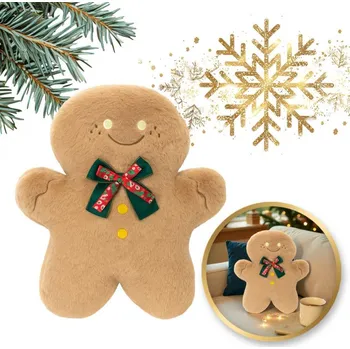 Dekorativní polštářek Sametový dekorační polštář ve tvaru perníčku GINGERBREAD, béžový