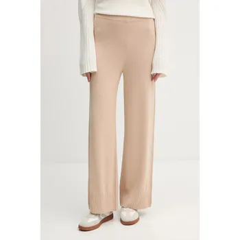 Dámské kalhoty Kalhoty s příměsí vlny United Colors of Benetton béžová barva, high waist, 102HDF00Z 80X, vel. S