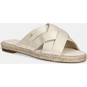 Dámské pantofle Pantofle Tommy Hilfiger SATIN ESPADRILLE MULE dámské, béžová barva, FW0FW08502 12X, EUR 39
