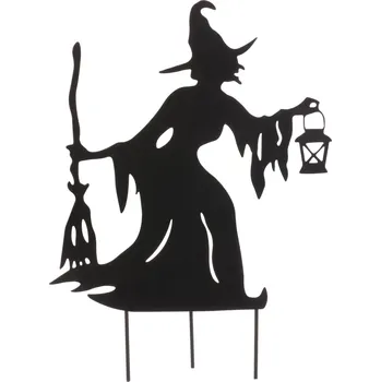 Čarodějnice s lucernou - kovový zápich, černá - KOC512