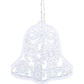 Vánoční dekorace Solight 1V296 LED dřevěný vánoční zvoneček, 9x LED, bílá, 30cm, časovač, 2x AA